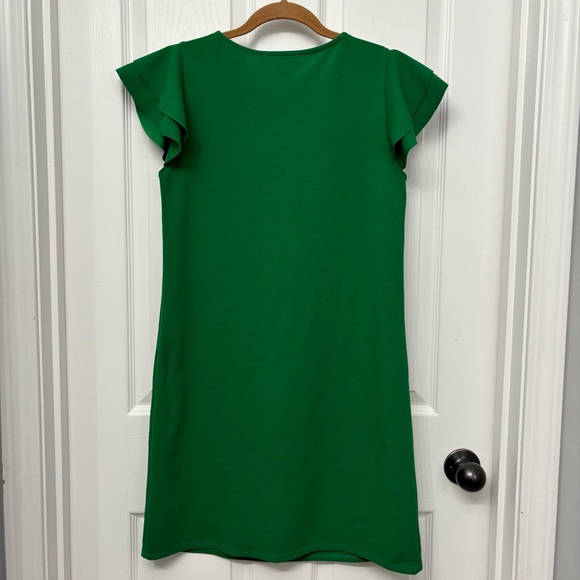 Ces Femme Green Shift Dress | Women’s Small | Flutter Sleeve Sheath - Picture 7 of 10